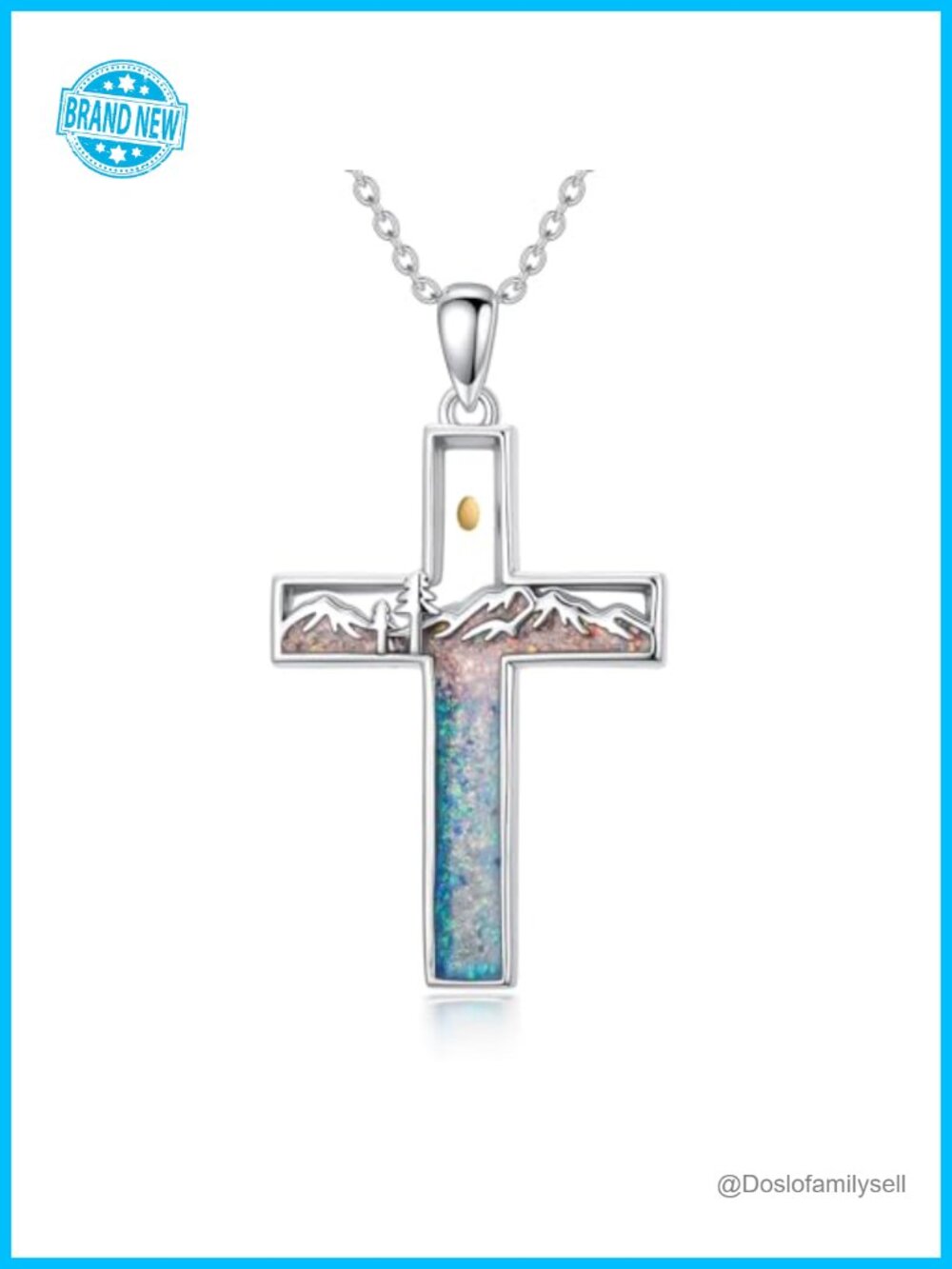Mustard Seed Cross Mountain Necklace 925 Sterling Silver Pendant